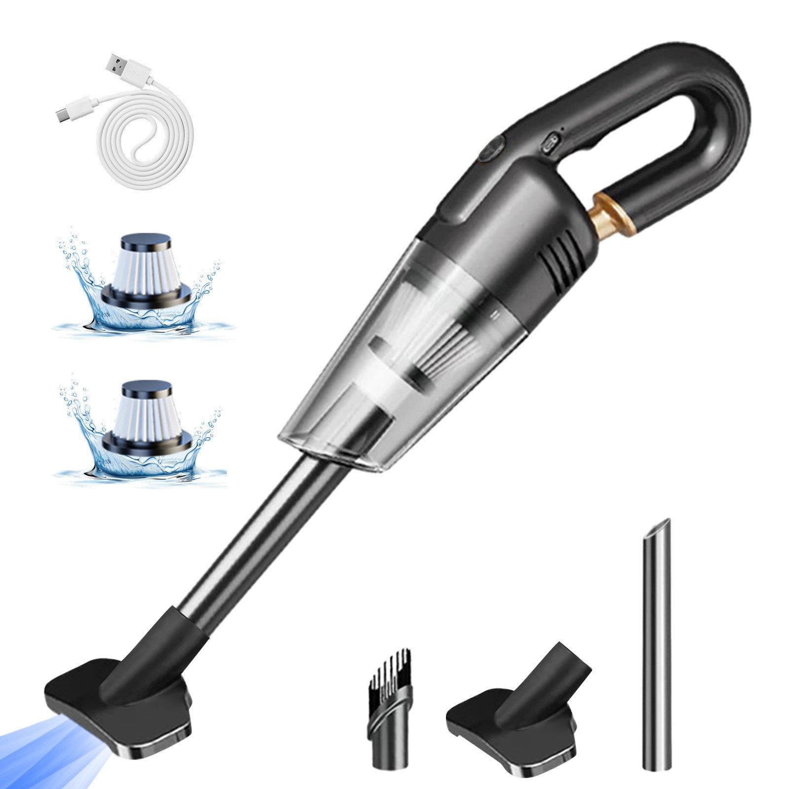 yilyih Portable Car Vacuum Cleaner Portable Vacuum-Wireless Handheld Car Vacuum Cleaner Rechargeable- Strong Suction-Dry Use for Car-Keyboard-Usb Charging Cable Included Car Handheld Vacuum Cleaner